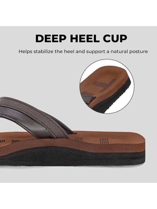 Men\'s Brown Flip Flops With Arch Support Summer Outdoor Beach Sandals main image 5